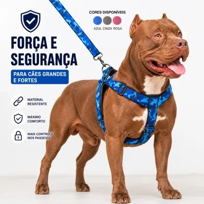 Foto do anúncio: Peitoral Coleira Com Guia Cachorro Grande Medio Porte Ajustável Resistente Camuflado Pet
