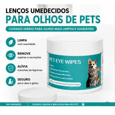 Foto do anúncio: Lenços Umedecidos Limpa Olhos de Cães e Gatos - 100 Unidades