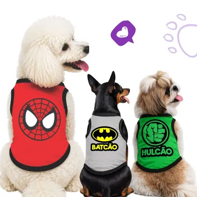 Foto do anúncio: Super Heróis roupa regata pet cachorro gatos tam xpp ao G