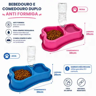 Foto do anúncio: Comedouro Bebedouro Cão Gato Coelho Duplo Anti Formiga 1100ml comedor
