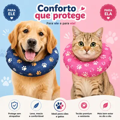 Foto do anúncio: Colar Elizabetano Fofinho Macho e Femea cães e gatos TocFricot