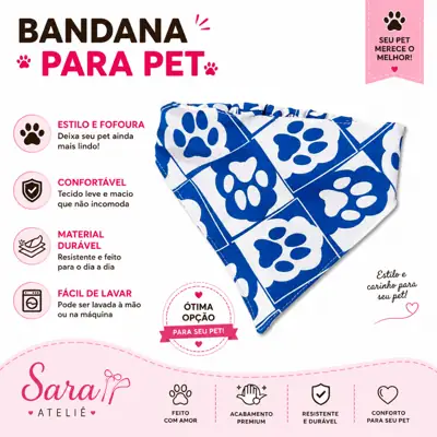 Foto do anúncio: Bandana Pet para Cachorro e Gato - Elástico Leve - Confortável - Sara