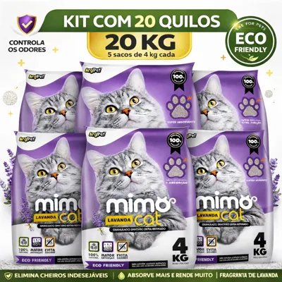 Foto do anúncio: Areia Higiênica Mimo Cat Lavanda - Extra Refinada , Alta Absorção • Controle de Odores • 100% Natural