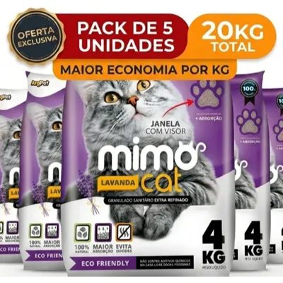 Foto do anúncio: Areia Sanitária Mimo Cat Lavanda 20kg - Alta Absorção, Controle de Odores, Fácil de Limpar