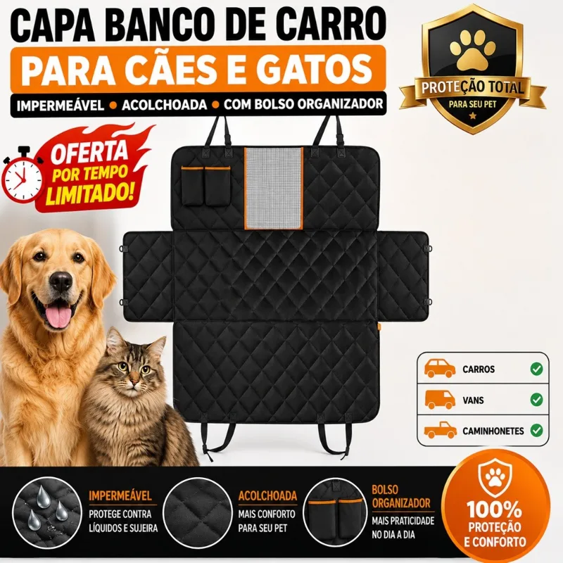 Foto do anúncio: Capa pet impermeável para banco de carro com cinto