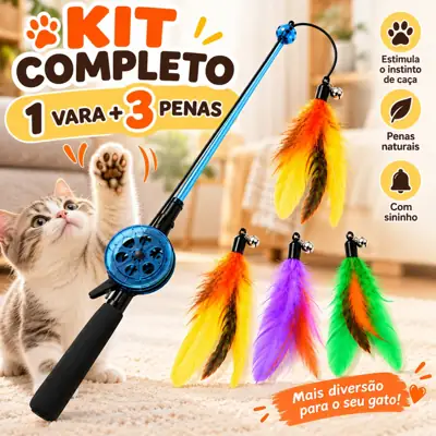 Foto do anúncio: Kit Varinha para Gatos + 3 Refis de Penas - Brinquedo Interativo