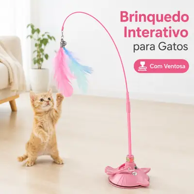 Foto do anúncio: Brinquedo Interativo para Gatos com Ventosa e Pena - Haste Flexível 4