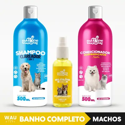 Foto do anúncio: Kit Shampoo + Condicionador + Perfume Cachorro 500ml Dog Way Clareador