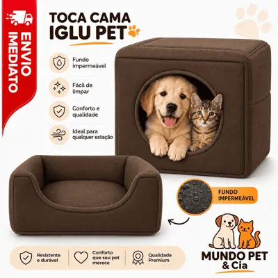 Foto do anúncio: Cama Caminha Túnel Toca iglu pet 2 em 1 Cachorro Gato Tamanhos P M G GG