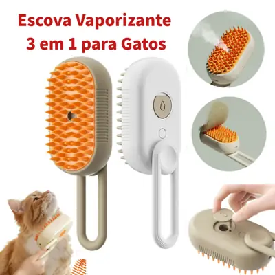 Foto do anúncio: Escova Vapor Pet 3 Em 1 Elétrica Com Spray Massageadora Removedor De Pelos Para Gatos E Cachorros