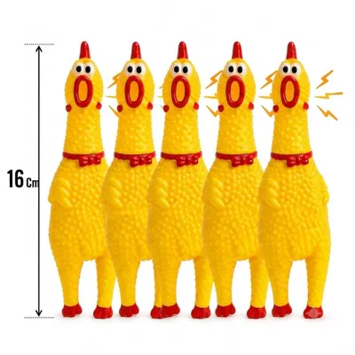 Foto do anúncio: Kit Galinha de Borracha Mordedor para Pet Brinquedo Faz Barulho Cachorro Frango 16 CM