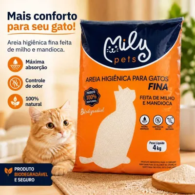 Foto do anúncio: Areia Higiênica Biodegradável  de Milho e Mandioca FINA MILY PETS 4KG