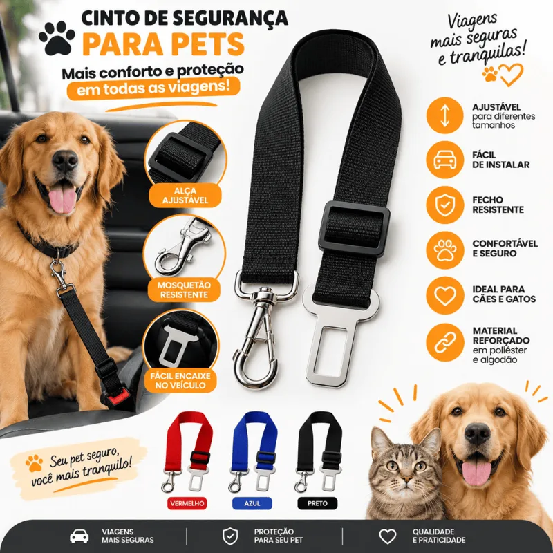 Foto do anúncio: Cinto pet para carro com guia ajustável