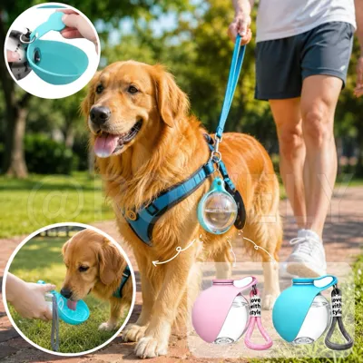 Foto do anúncio: Garrafa Bebedouro Portátil para Cachorros e Gatos com Tigela Dobrável para Passeio