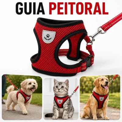 Foto do anúncio: Guia Peitoral Malha de Náilon Flexível Reflexiva Respirável Fivela de