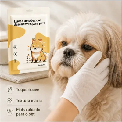 Foto do anúncio: Luvas de limpeza para pets, limpeza forte para cães e gatos, sem banho, remove sujeira, el