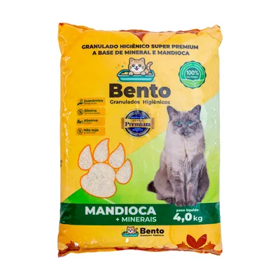 Foto do anúncio: Areia Biodegradável 4Kg Para Gato Higiênica Bento Granulado De Mandioca Mineral Premium