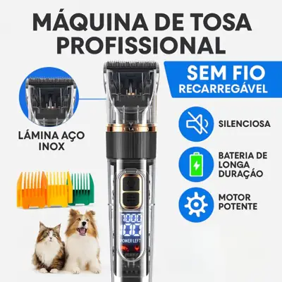 Foto do anúncio: Máquina de Tosa Profissional para Cachorros Sem Fio Recarregável Pet