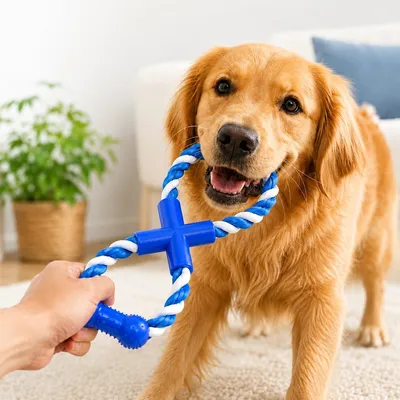 Foto do anúncio: Brinquedo Mordedor Corda X para Cachorro com Osso Dental Resistente Cabo de Guerra Interativo Limpa Dentes Pet