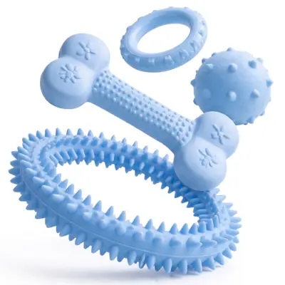 Foto do anúncio: Kit 4 Brinquedos Pet Borracha Maciça Massageador Gengiva Interativo
