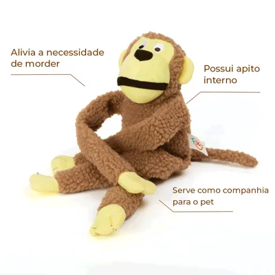 Foto do anúncio: Mordedor Pelúcia Pet Macaco com apito
