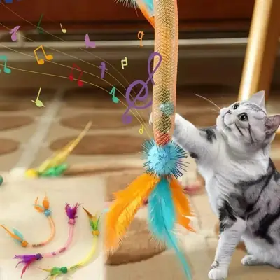 Foto do anúncio: Brinquedo com Molas, Corda e Tubo de Pena para Gatos - Catnip Incluso