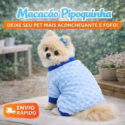 Foto do anúncio: Macacão Pet Pelúcia Pipoquinha Quentinho para Cachorro