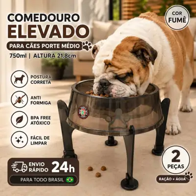 Foto do anúncio: Comedouro Elevado 750ml Para Cães Porte Médio 21,8cm Anti Formiga BPA