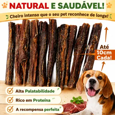 Foto do anúncio: Esôfago Bovino Palito 10 unidades, Desidratado para Cachorro 100%