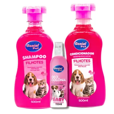 Foto do anúncio: Kit Filhotes Genial Pet - Shampoo + Condicionador + Colônia Cheirinho