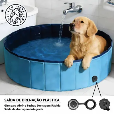 Foto do anúncio: Piscina Dobrável 100L para Cachorro Pet Banheira PVC Antiderrapante 80x20cm