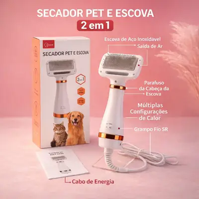Foto do anúncio: Secador para Cachorro e Gato com Escova 2 em 1 Escova Secadora Pet