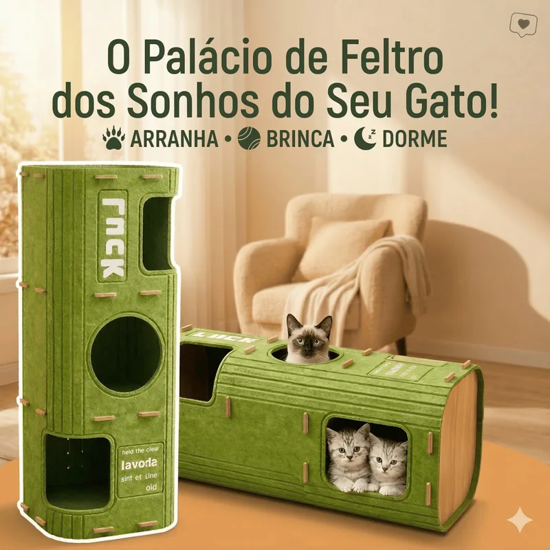 Foto do anúncio: Torre Playground Arranhador Para Gatos Em Feltro Castelo Toca