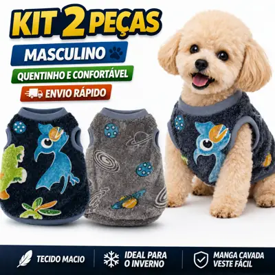 Foto do anúncio: Kit 2 Roupas Pet Inverno Soft Quentinha Cachorro PP ao GG com Estampas