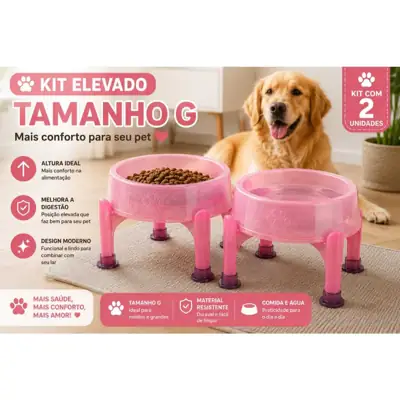 Foto do anúncio: Comedouro Elevado Alto 1,5L 27,5cm Para Cães Grandes Anti-Formiga