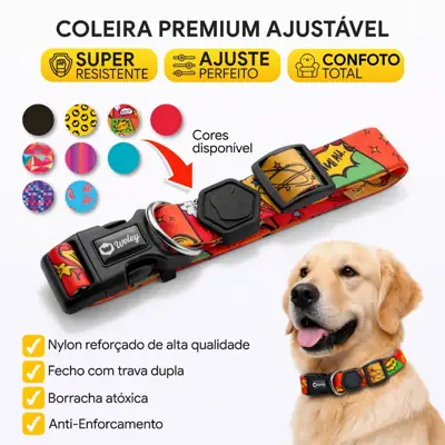 Foto do anúncio: Coleira Cachorro Ajustável Premium Nylon Reforçada Trava Dupla Anti Enforcamento Resistente Woley