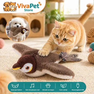 Foto do anúncio: Pássaro eletrônico com som e catnip para gato, recarregável