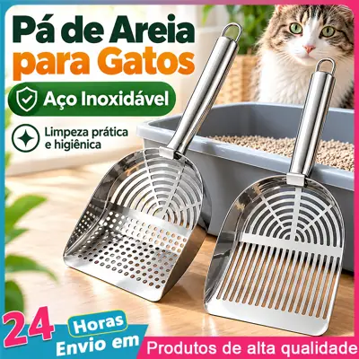 Foto do anúncio: Pá Higiênica para Areia de Gato Peneira Coletora Aço Inox para Caixa