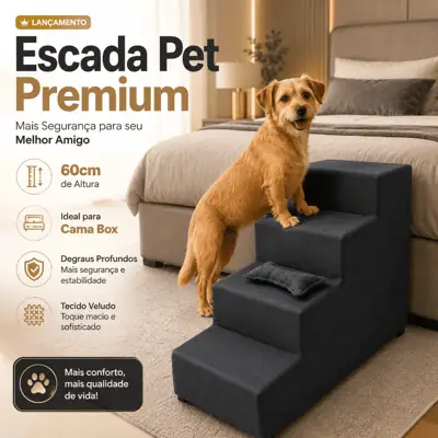 Foto do anúncio: Escada Cachorro Gato 60 cm 4 Degraus Libertade - Escada de Cachorro