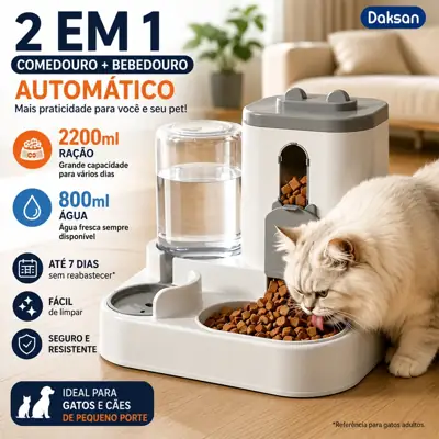 Foto do anúncio: Comedouro E Bebedouro Automático 2 Em 1 Elevado Para Cães E Gatos