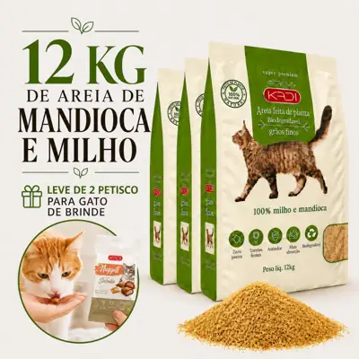 Foto do anúncio: Areia Kadi Biodegradável 12kg Para Gato - Milho e Mandioca Grãos Finos
