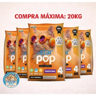 Foto do anúncio: Star Pop Tradicional 20kg - Areia Sanitária para Gatos com Alta