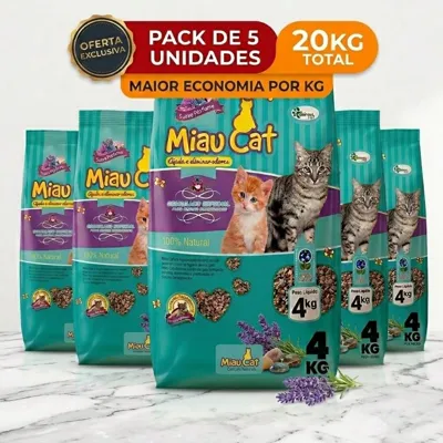 Foto do anúncio: Kit 20kg Areia Higiênica Perfumada Miau Cat 5x4kg Torrão Firme Elimina Odores Floral
