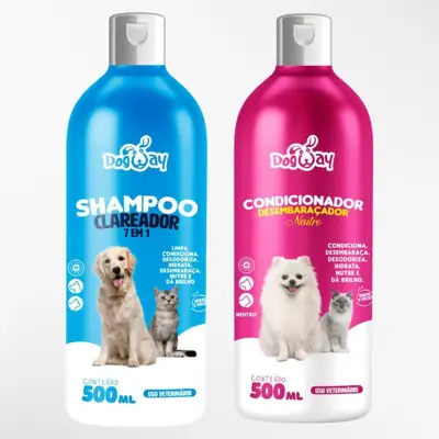 Foto do anúncio: Kit Shampoo Branqueador + Condicionador Desembaraçador de Pelagem Cães