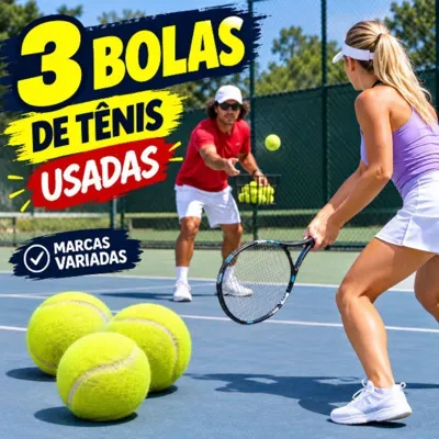 Foto do anúncio: kit 03 bolas de tênis originais usadas com 03 bolinhas para pet recreação jogar tenis