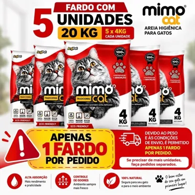 Foto do anúncio: Areia Higiênica para Gatos Mimo Cat Kit 5x4 (20kg) Alta Absorção Controle de Odores