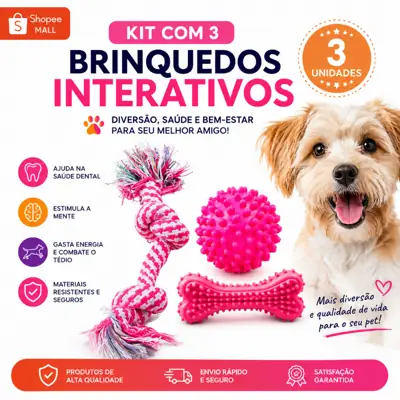Foto do anúncio: Brinquedos para Cachorro Kit 3 ITENS Completo - Corda de Algodão