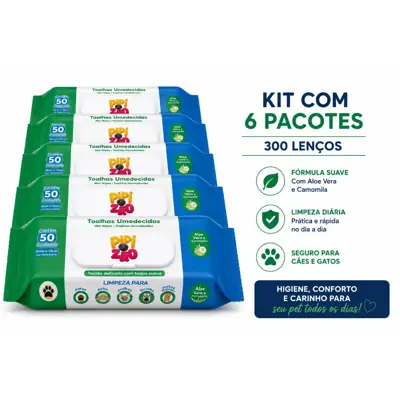 Foto do anúncio: Lenço Umedecido Pet Pipizão 300 Lenços Kit 6 Pacotes Higiene Cães Gatos