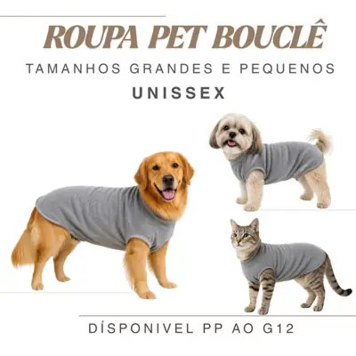 Foto do anúncio: Roupa Pet Soft Bouclê Unissex Mescla PP ao G12 - para Cães e Gatos