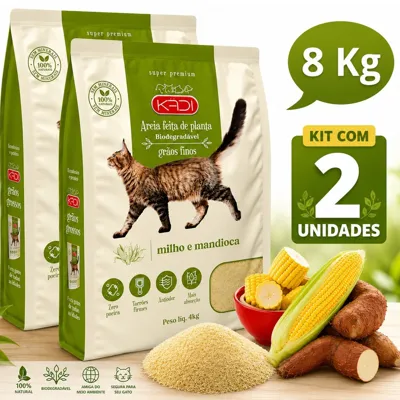 Foto do anúncio: Kit 02 Areia Grãos Finos Milho Mandioca Kadi De 4 Kg Biodegradáveis - Envio Imediato -